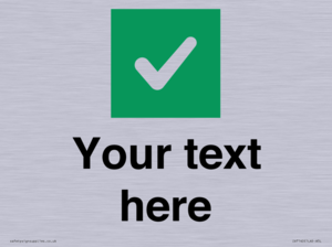 Custom plain background, green square with tick sign